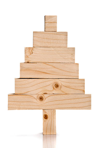 istock Stacked lumbers in the shape of a christmas tree 187596868