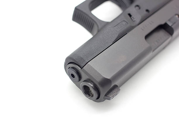 istock Close up of 9mm pistol 187597965