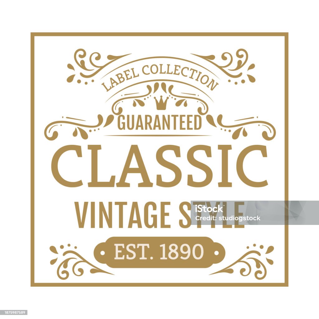 Classic Labels Classic Vintage Style Golden Label Stock Illustration - Download Image ...