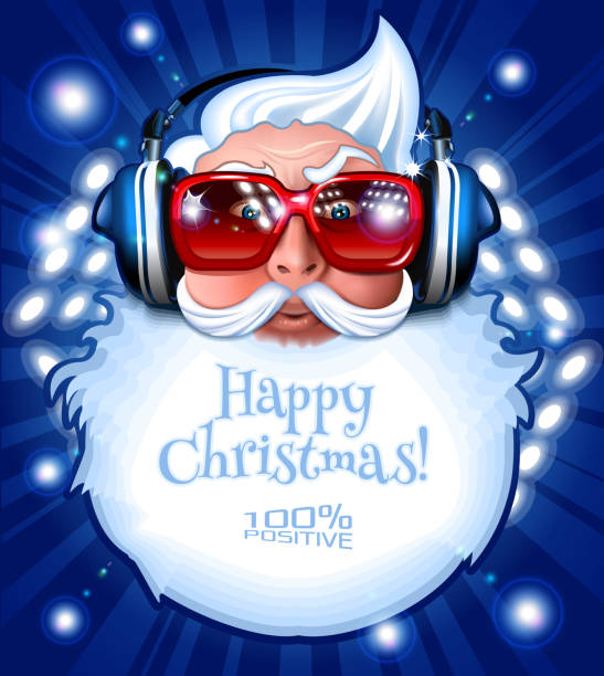 ilustrações, clipart, desenhos animados e ícones de santa dj - santa claus audio