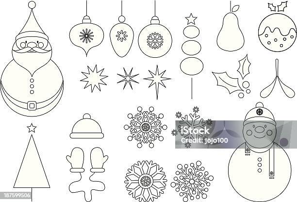 Cute Christmas Vector Icon Set Stock Illustration - Download Image Now - Tree Topper, Vector, Mistletoe