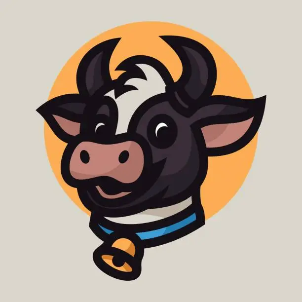 Vector illustration of Vector Illustration Cow Mascot Cartoon Style.
