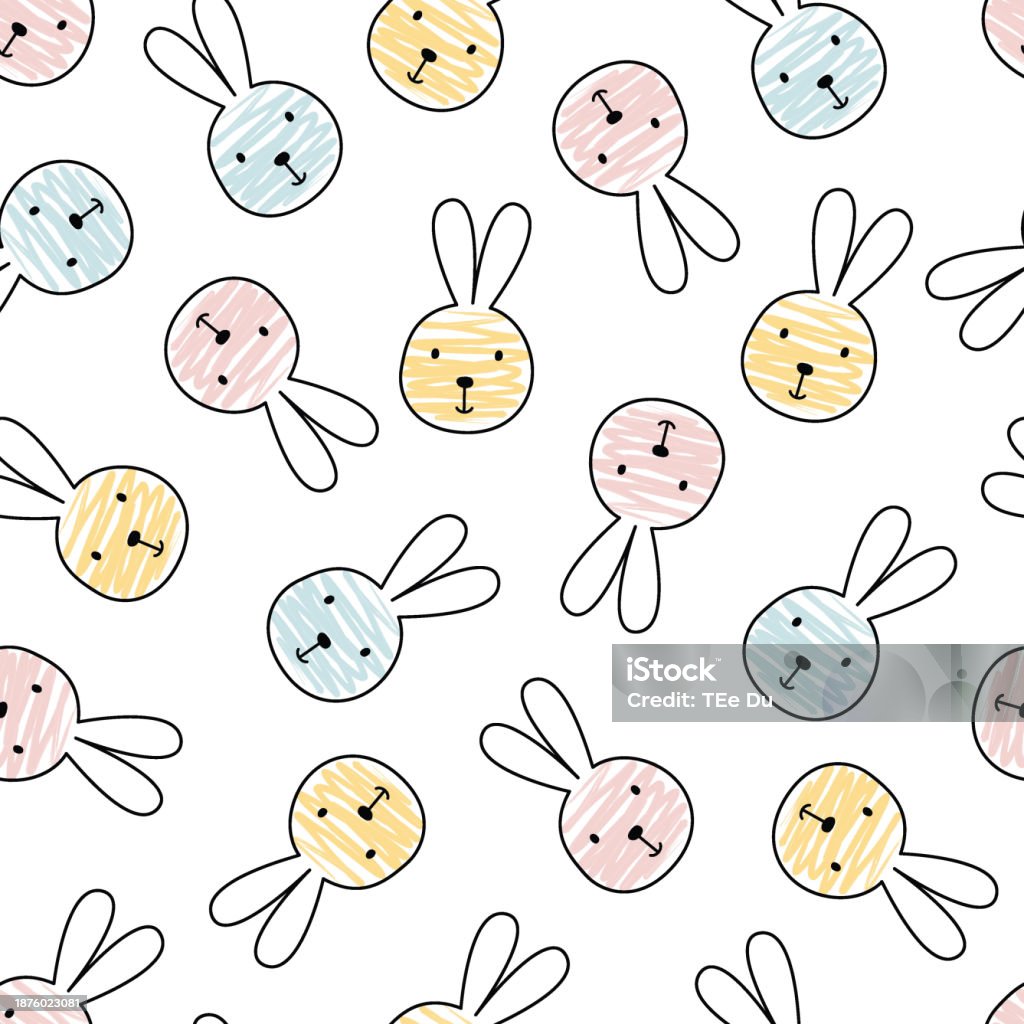 Rabbit Face Pattern Examples Nursery Seamless Pattern Rabbit Face Kids Background For Prints ...