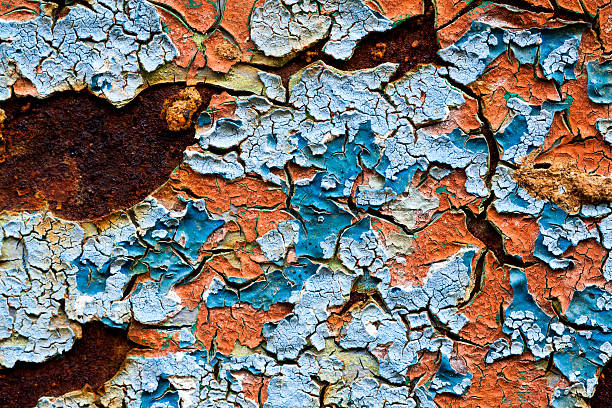 abstrakter hintergrund - metal rust fungus paint cracked stock-fotos und bilder