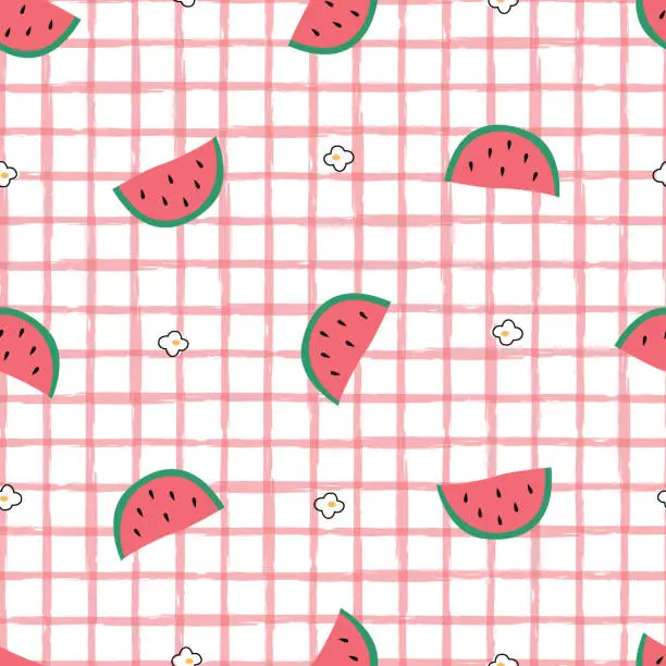 Vector illustration of Nursery seamless pattern watermelon on white background Use for prints, wallpaper, textiles, vector illustrations