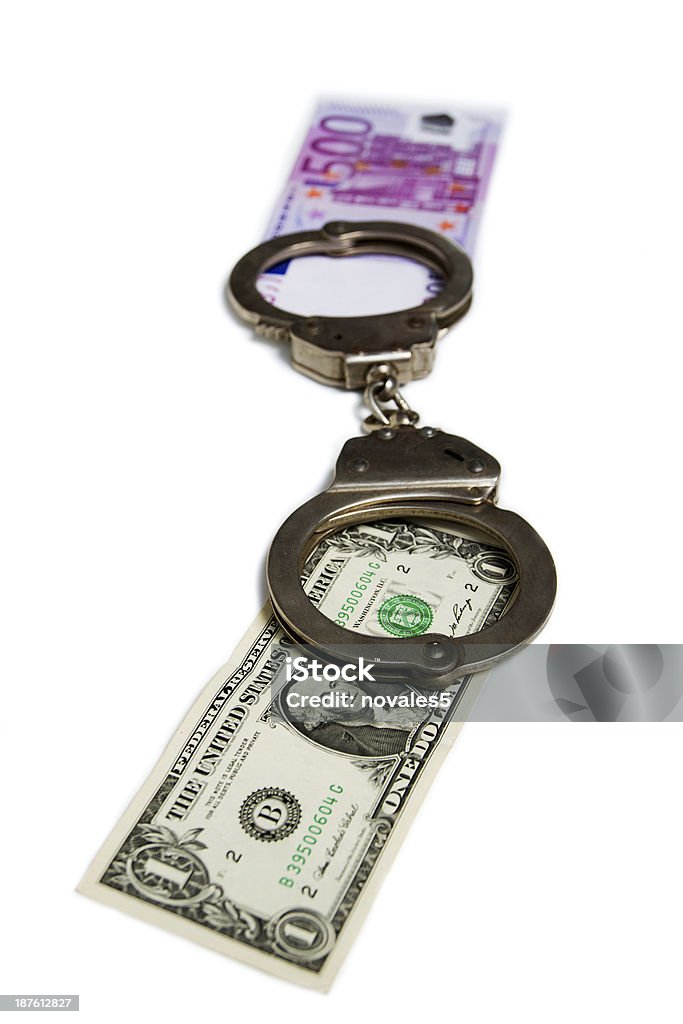 Manette, dollaro, euro - Foto stock royalty-free di Acciaio