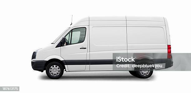 Blank White Van Sideview Isolated Stock Photo - Download Image Now - Van - Turkey, Mini Van, Van - Vehicle