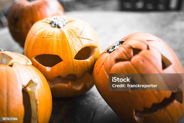 Jack Olantern Pumpkin For The Halloween Party Stock Photo - Download Image Now - Autumn, Glowing, Gourd
