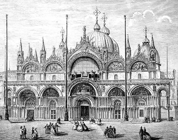 istock 19th century engraving of Cathedral Sam Marco, Venice, Italy 187613256