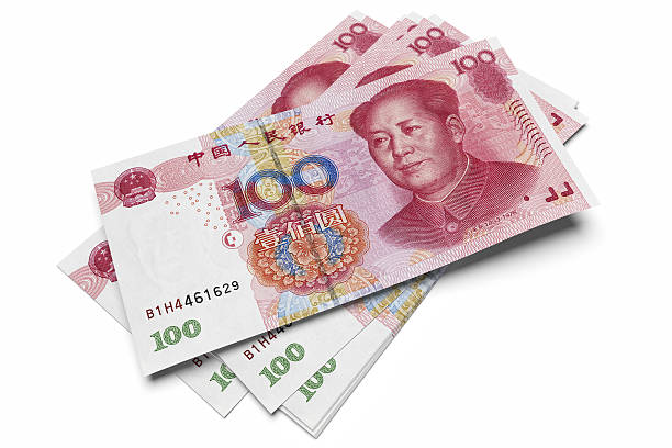 Chinese one hundred Yuan notes stock photo