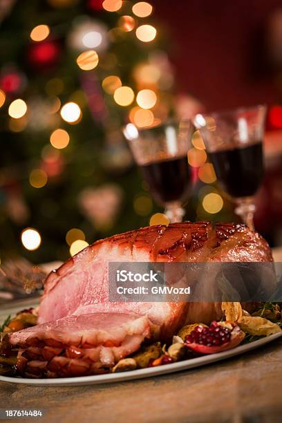Homemade Glazed Holiday Ham Dinner Stock Photo - Download Image Now - Christmas, Ham, Dinner