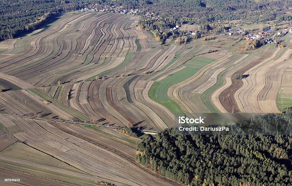 Aerial photo of Farmland Aerial view. Region Roztocze. Poland, Lubelskie province, district Zamość http://marcinskiba.nazwa.pl/darek/farmland.JPG Above Stock Photo