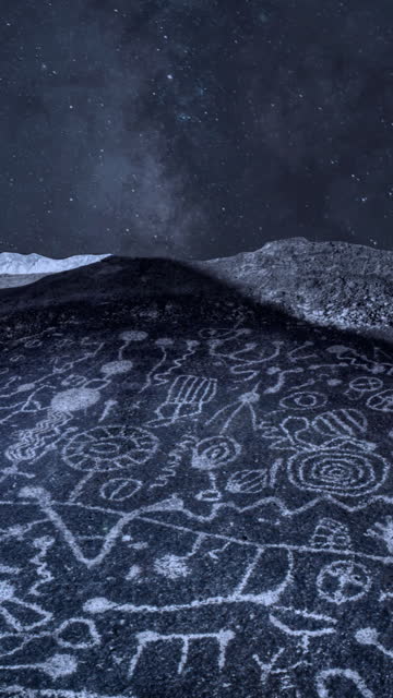 Night Sky over Ancient Petroglyph Sky Rock