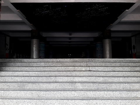 Abstract stairs in black and white, abstract steps, stairs in the city, granite stairs, often stone stairs seen on monuments and landmarks