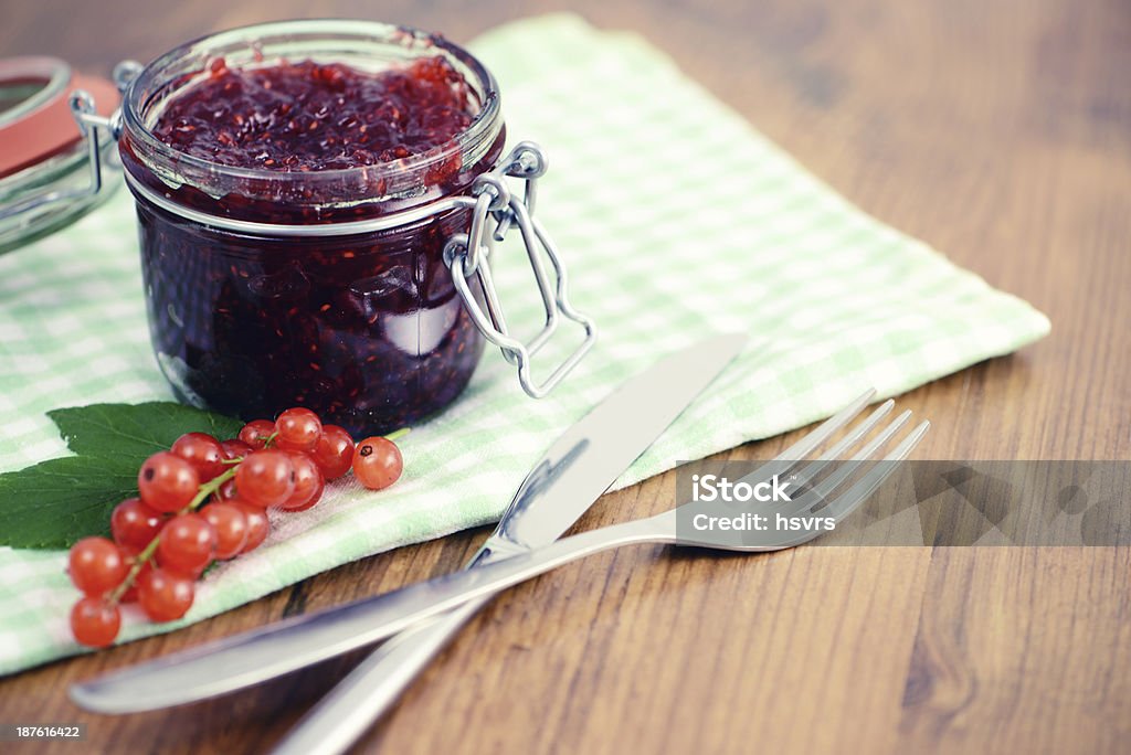 glas with red currant jam Backgrounds Stock Photo
