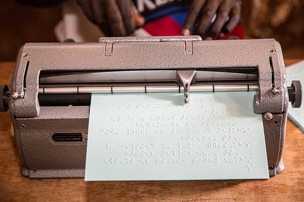Braille typewriter stock photo