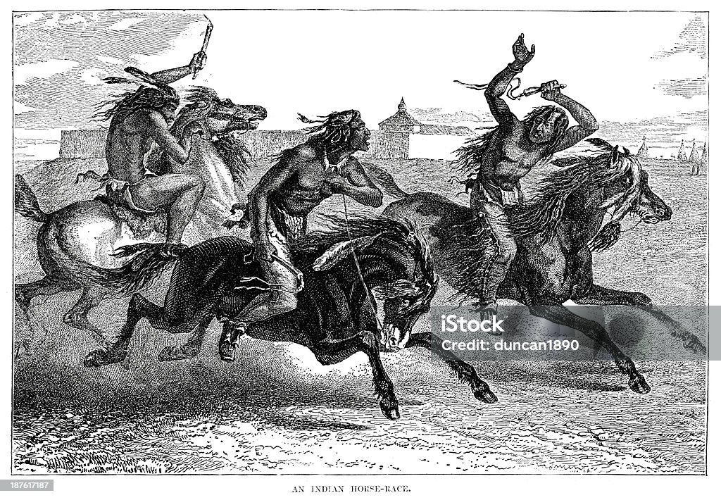 Amérindien course de chevaux - Illustration de Cheval libre de droits