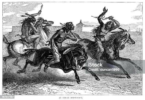 Amérindien Course De Chevaux Vecteurs libres de droits et plus d'images vectorielles de Cheval - Cheval, Accessoire vestimentaire historique, Adulte