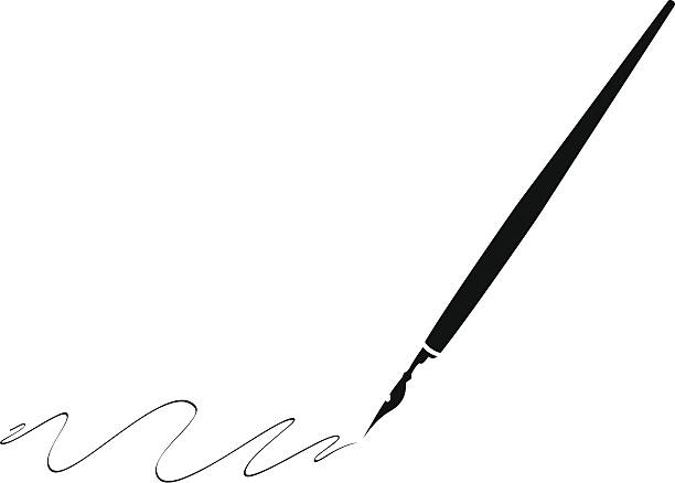 Black pen with black ink making swirls simple vector illustration of a pen; eps8;  zip includes aics2, high res jpg pen fountain pen writing isolated stock illustrations