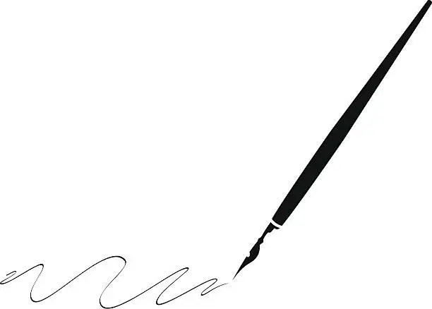 Vector illustration of Black pen with black ink making swirls