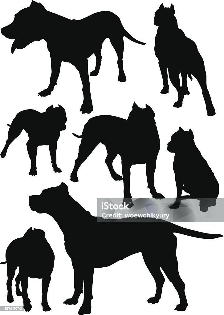 silhouettes of fighting dogs Staffordshire Terrier vector shilouette Dog stock vector