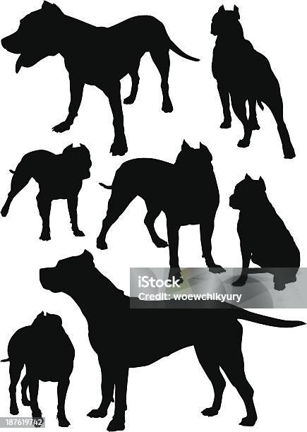 Silhouettes Of Fighting Dogs Stock Illustration - Download Image Now - Dog, Pit Bull Terrier, Aggression