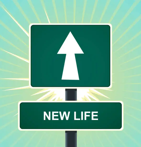 Vector illustration of Road Sign New Life Change