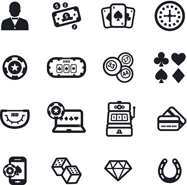 도박 아이콘 - gambling chip poker casino ace stock illustrations
