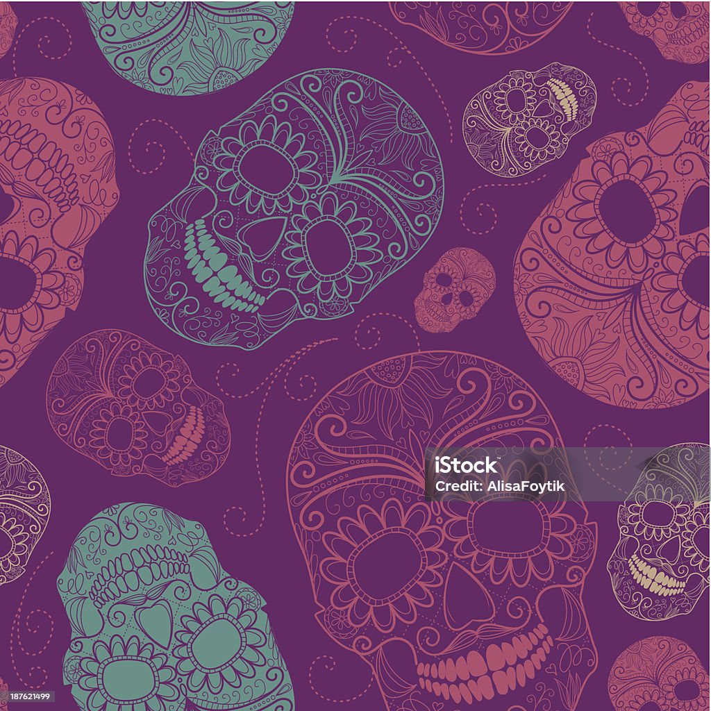 Seamless pink and purple background with skulls Backgrounds stock vector