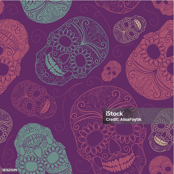 Seamless Pink And Purple Background With Skulls Stock Illustration - Download Image Now - Backgrounds, Computer Graphic, Decoration