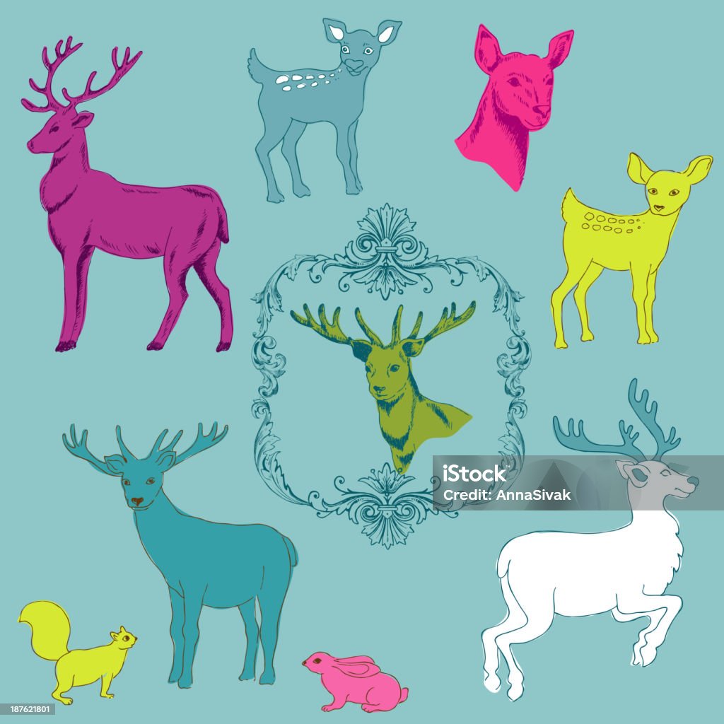 Deer Weihnachts-Set-für design und Sammelalbum - Lizenzfrei Arrangieren Vektorgrafik