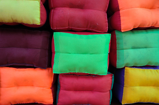 Side of Thai style colorful cotton pillow.