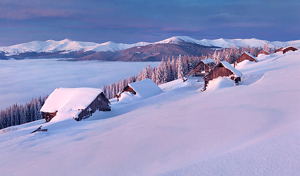 istock Colorful winter morning in the Carpathian mountains. 187625418