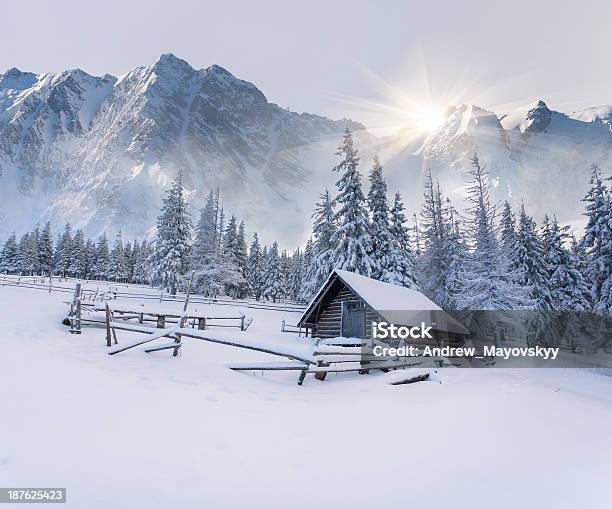 Old Farm In Die Berge Stockfoto und mehr Bilder von Schnee - Schnee, Hütte, Schweiz