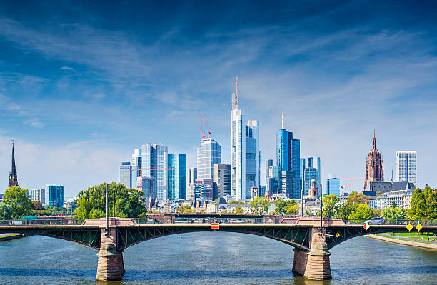 Frankfurt Germany Skyline of Frankfurt, Germany, the financial center of the country. frankfurt stock pictures, royalty-free photos & images