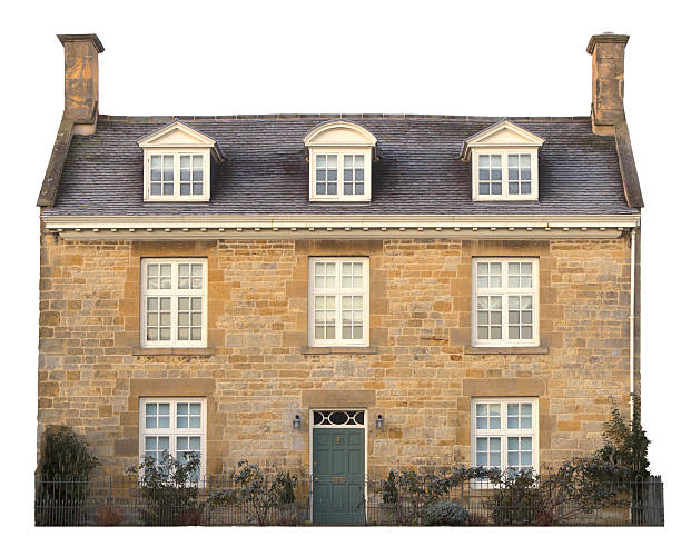 Cotswold house, cut-out Cut-out Cotswold house on white background. georgian style photos stock pictures, royalty-free photos & images
