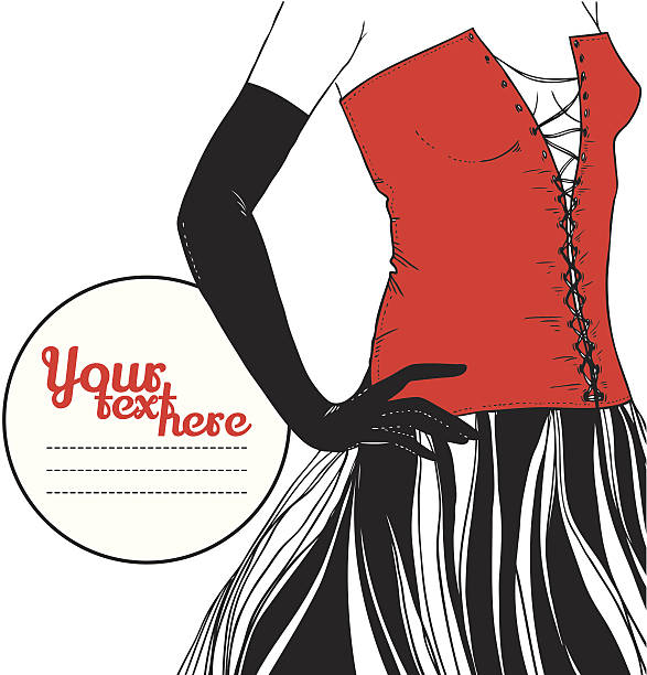 congratulation or greeting card with sexy girl in corset vector art illustration