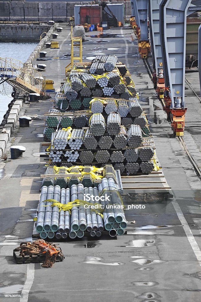 Stack Pipe Tank Loading Cargo Crane And Pipe Stack Stock Photo - Download Image Now - Bay of ...