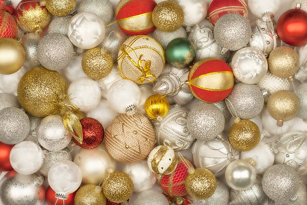 Selection of Christmas balls stock photo