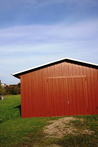 Freshly painted wooden hut