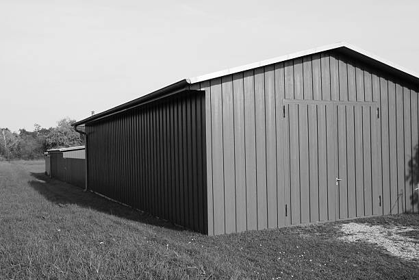 Freshly painted wooden hut