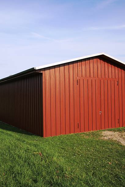 istock Freshly painted wooden hut 187632496