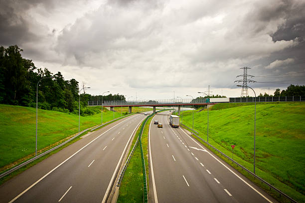 istock View of highway on a cloudy day, Poland 187632680