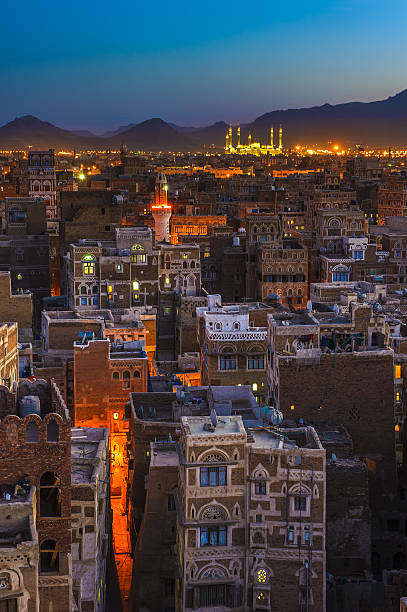 istock Panorama of Sanaa at night, Yemen 187633679