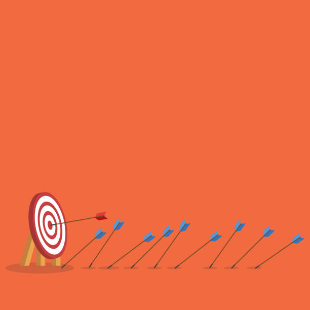 istock Blue arrows missed hitting target and only red one hits the center. Business challenge failure and success concept. 1876340002