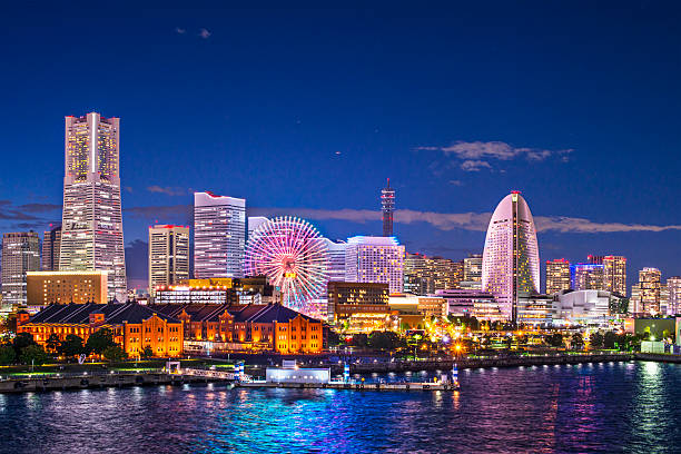 yokohama japão - tokyo prefecture city skyline night imagens e fotografias de stock