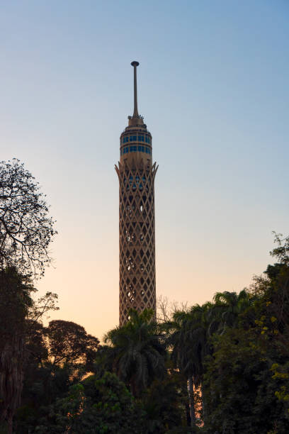 istock Famous egyptian TV Tower in Cairo at sunset 1876352326