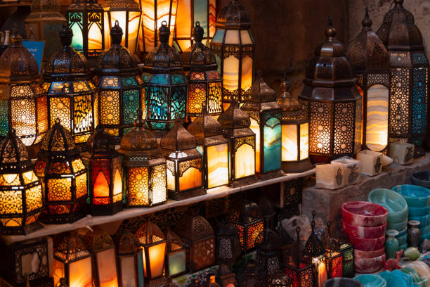 istock Copper and brass lanterns for sale at Khan Al Khalili Bazaar 1876352838