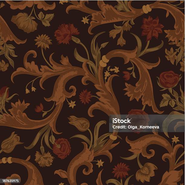 Seamless Vector Dark Vintage Floral Pattern In Baroque Stock Illustration - Download Image Now