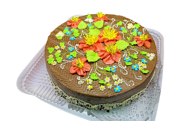 istock Cake with flowers of cream 187639281